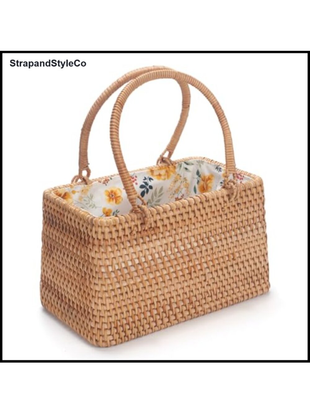 Rattan Wicker Handwoven Basket Purse Summer Beach Bag Top Handle Satchel
